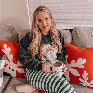 Retro Santa sweatshirt- forest green